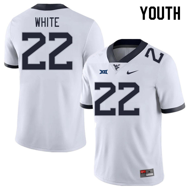 Youth #22 Jahiem White West Virginia Mountaineers College Football Jerseys Stitched Sale-White